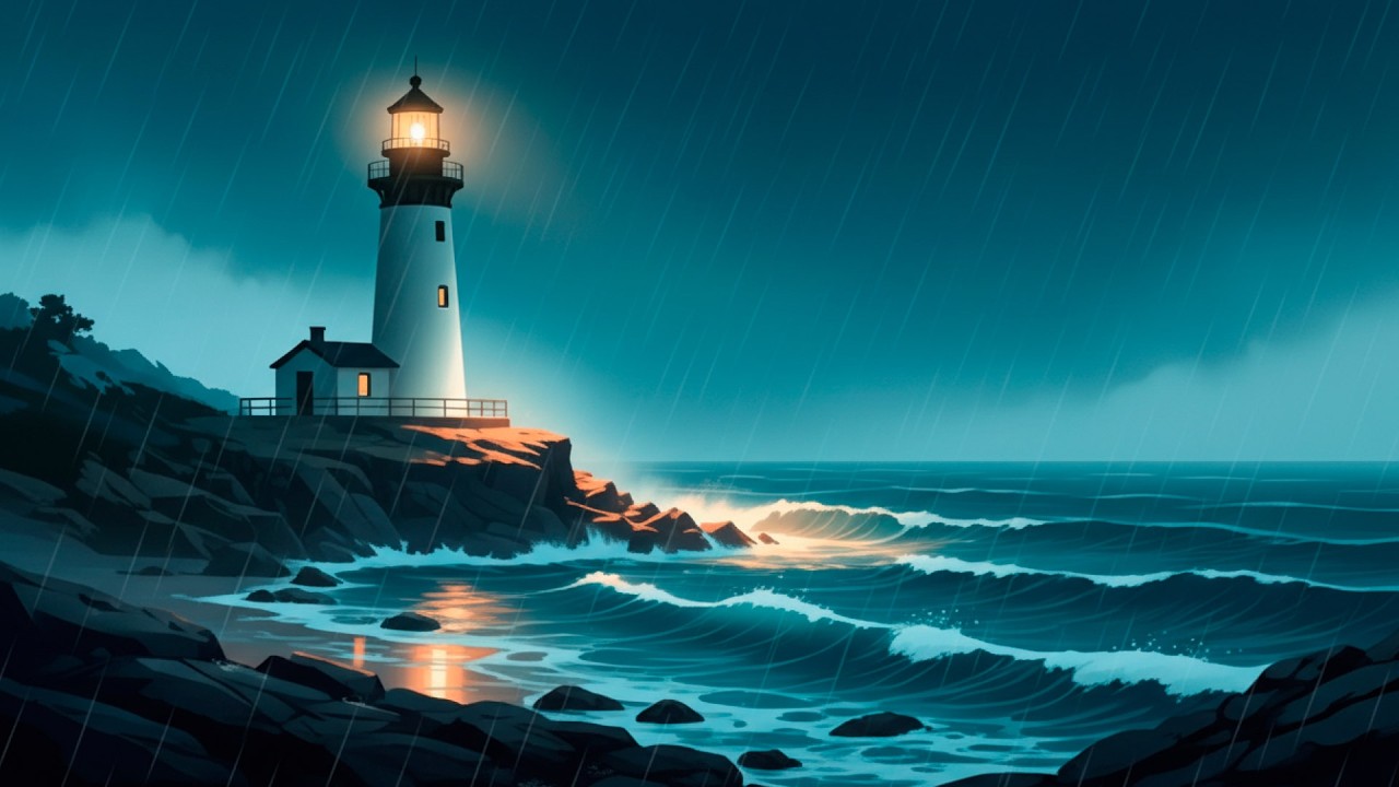 STORM AT THE LIGHTHOUSE 🌊 Massive Waves & Heavy Rain for Deep Sleep (No Music)