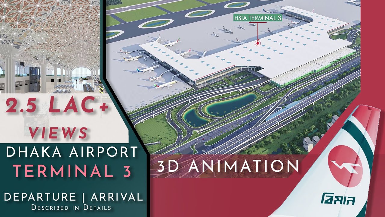 Dhaka Airport 3rd TERMINAL | 3D animation | International Departure & Arrival Details Explained