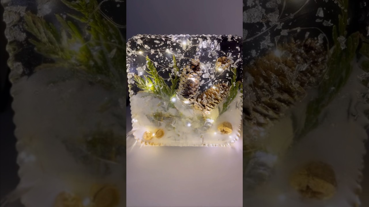 Transform a Cake Box into a Christmas Night Light Stand! #resinart #resincrafts #diy #epoxyresin