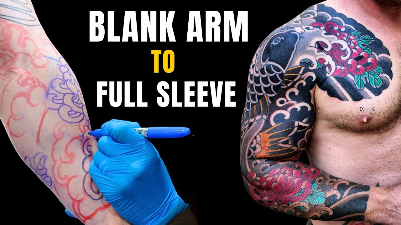 From Blank Arm to Koi Sleeve - Full Tattoo Timelapse