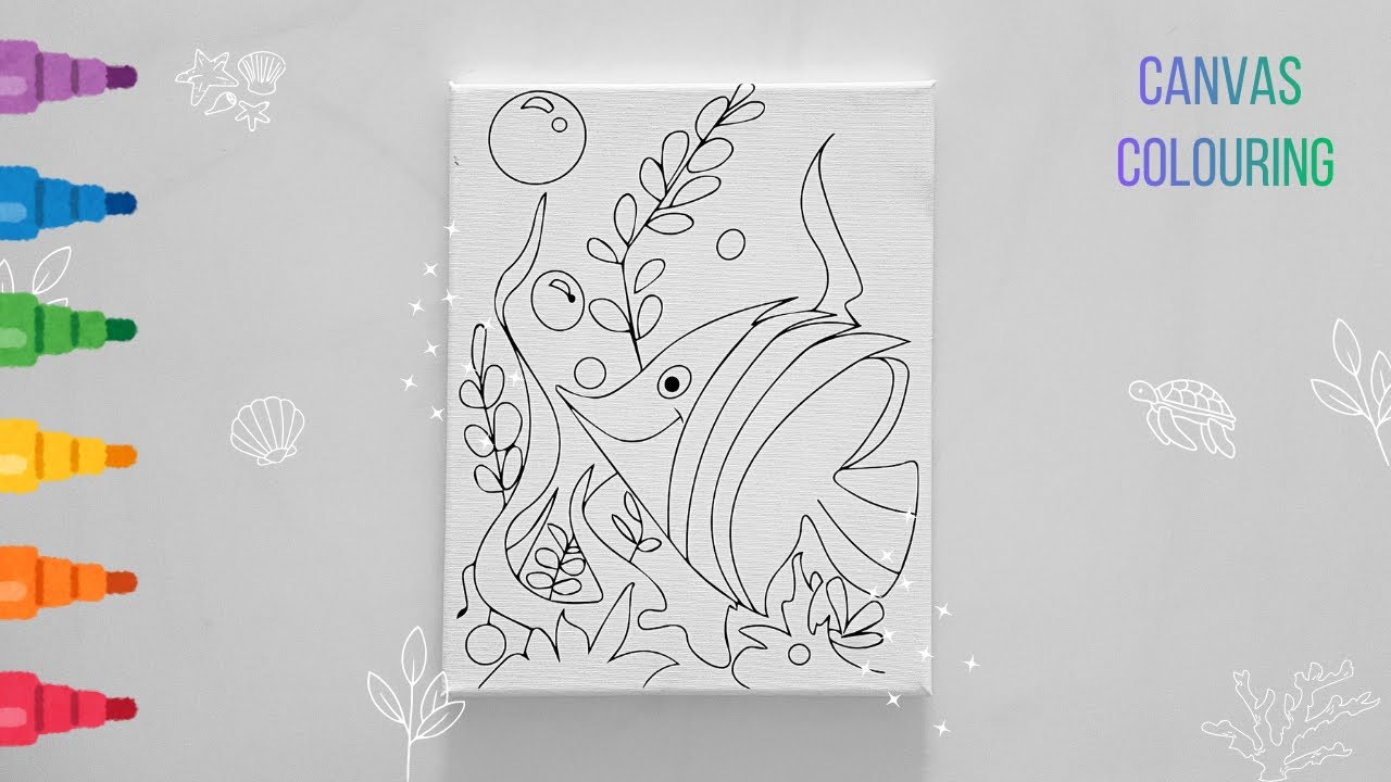 Cute Fish 🐠 Canvas Colouring with Acrylic Markers ✨ Canvas Colouring for Kids