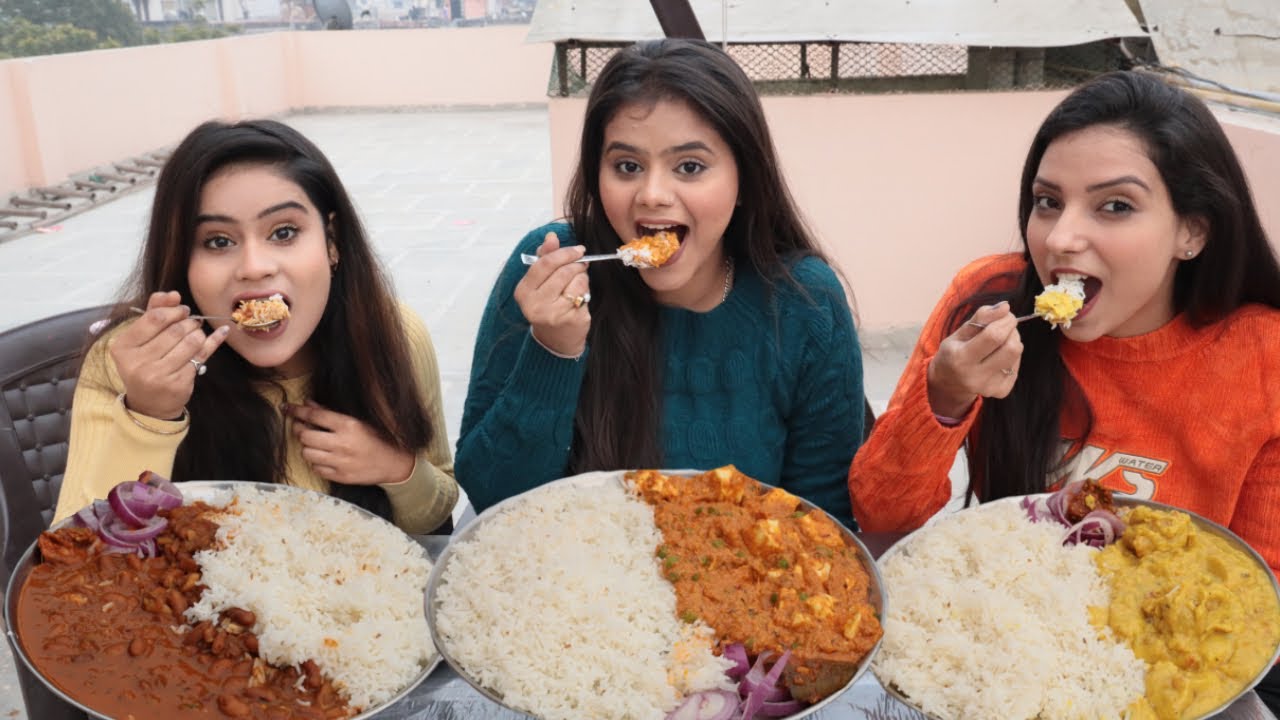 Kadhi Chawal, Matar Paneer with Rice and Rajma Chawal Eating Challenge | Food Challenge