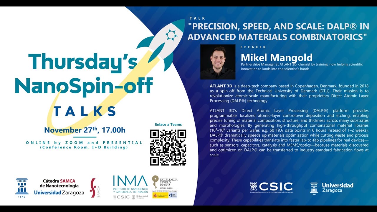&ldquo;Thursday&acute;s NanoSpin-off Talks&rdquo; ATLANT 3D, Mike Mangold - 27/11/2025