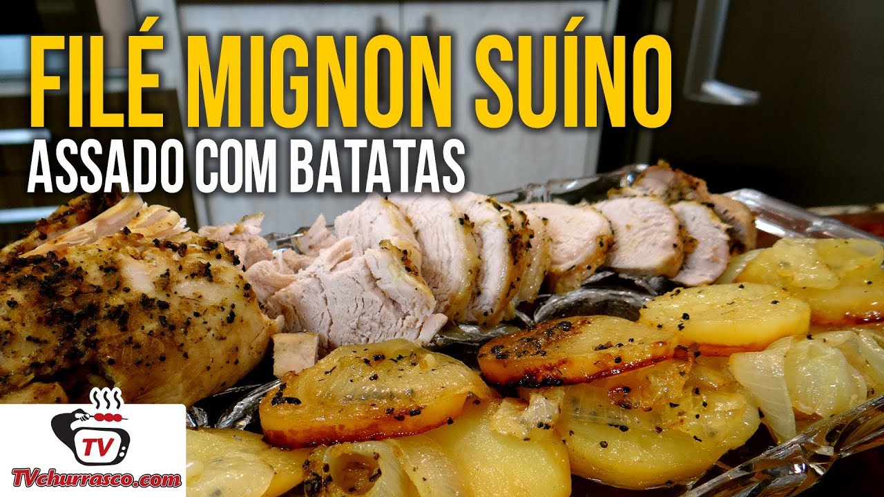 Receitas de  Filé Suíno Assado com Batatas - Tv Churrasco
