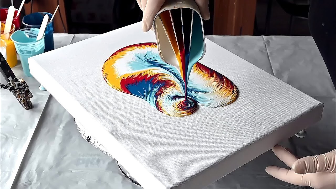 (814) Go with the flow ~ Wandering Straight pour with 5 chamber Split cup ~ Fluid art for beginners