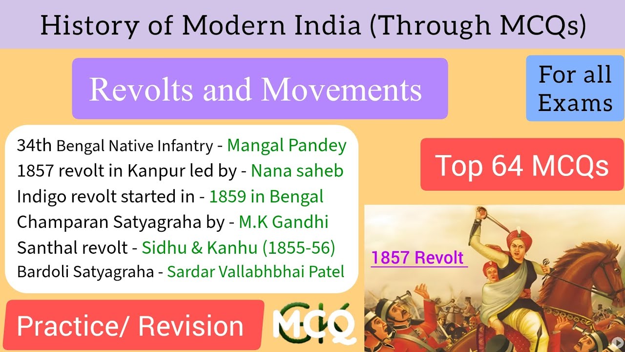 Revolts and Movements | 64 Important MCQ's for all competitive exams #history  