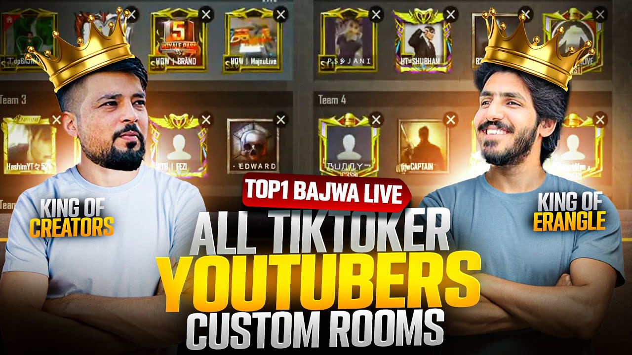 AJJ FM RADIO GAMING K SATH ALL FAMOUS TIKTOKERS + YOUTUBERS CUSTOM ROOMS | TOP 1 BAJWA IS LIVE