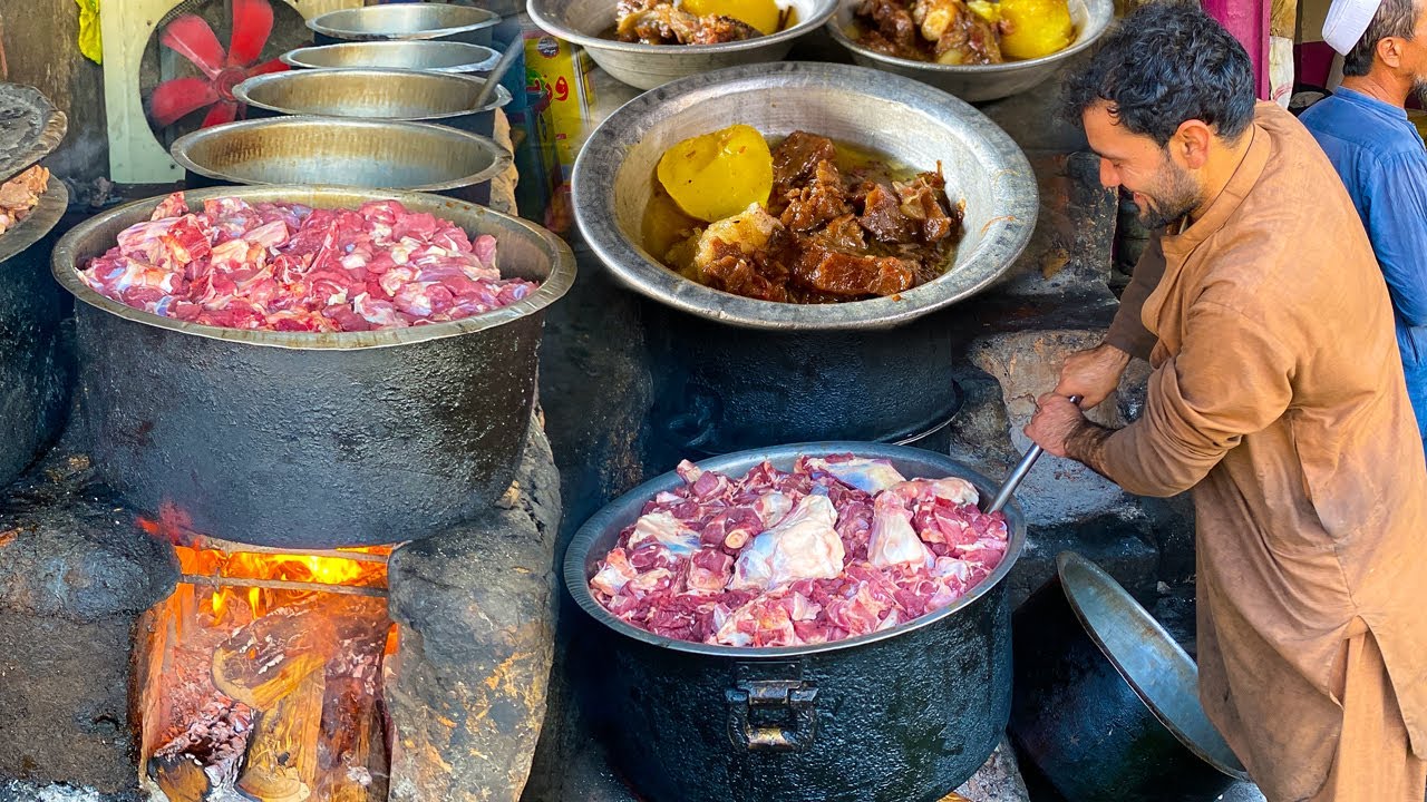 LALCHAPUR ROSH RECIPE | 250+ KG Afghani Giant Meat Rosh Prepared | Street Food Dum Pukht Recipe