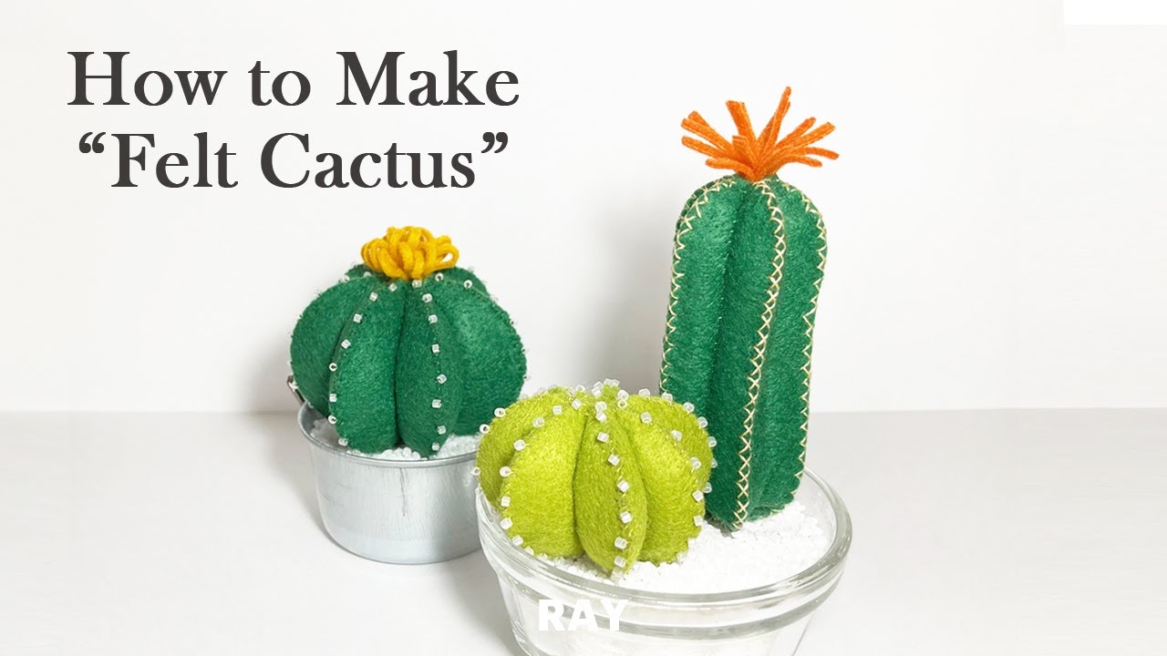 サボテンの作り方🌵フェルトで作るまんまるサボテン［フェルトで作る植物］ DIY Felt Cactus Sewing Craft with pattern