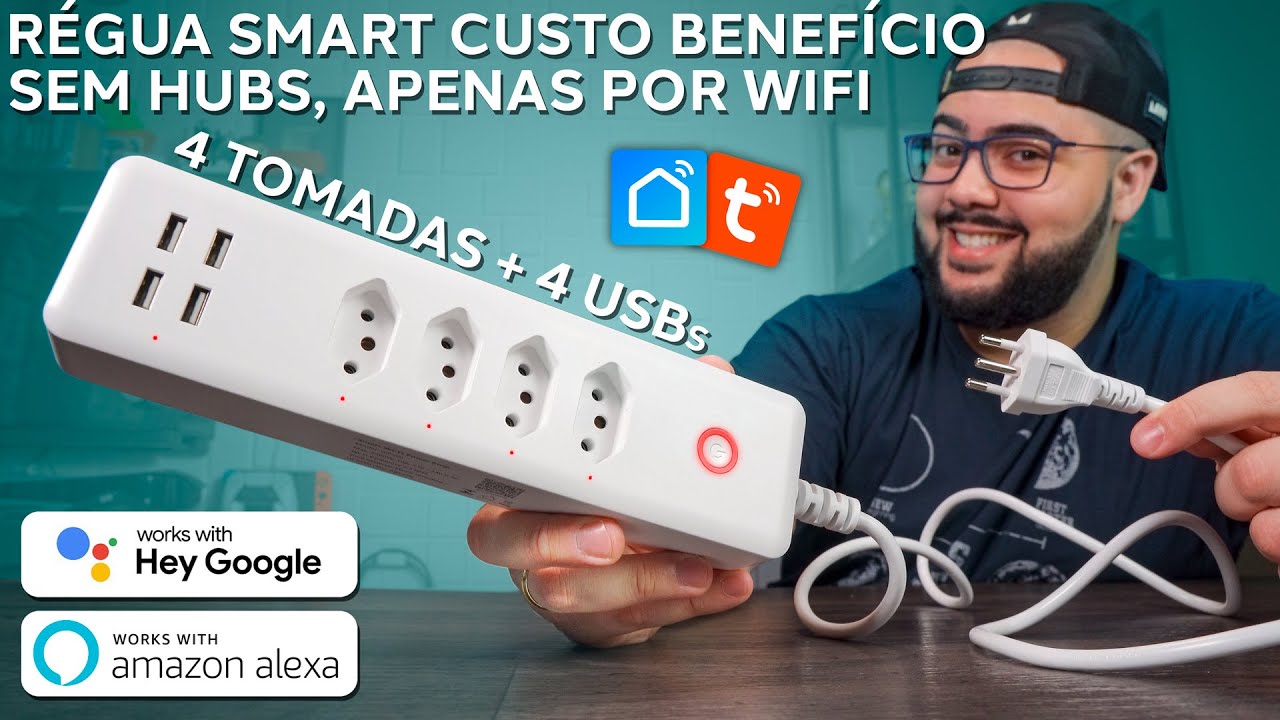 A MELHOR FORMA DE AUTOMATIZAR VÁRIOS DISPOSITIVOS GASTANDO POUCO! Régua Smart 8 em 1  Alexa & Google