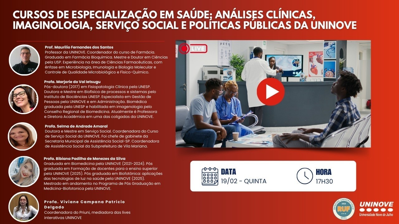 UNINOVE LIVE - CURSOS DE ESPECIALIZAÇÃO EM SAÚDE
