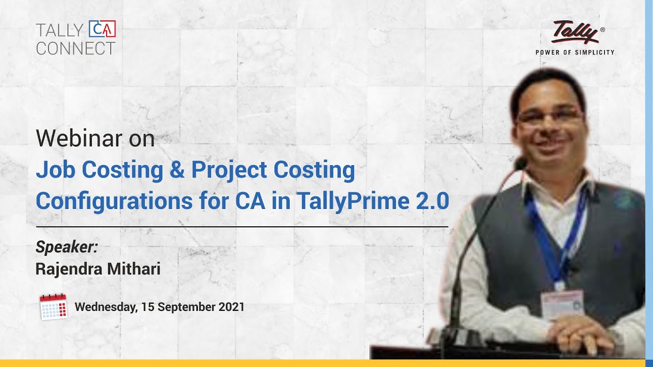 Job Costing & Project Costing Configurations in TallyPrime | Rajendra Mithari | Tally CA Connect