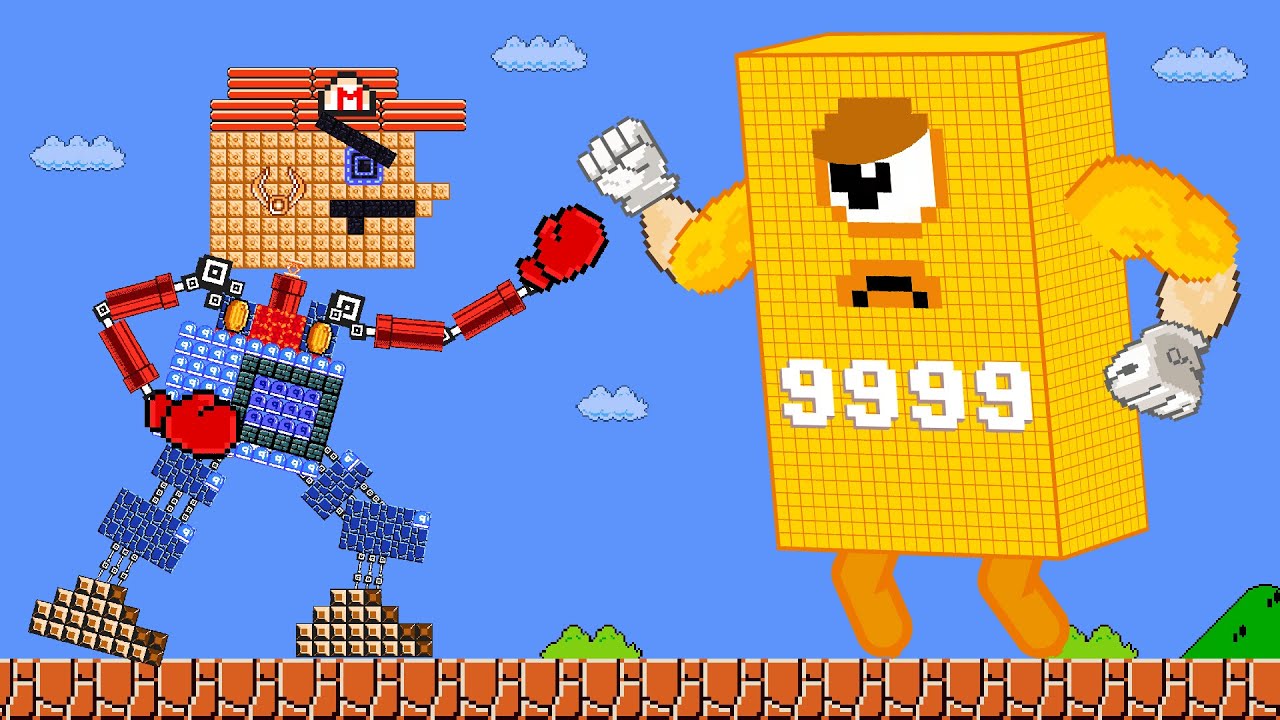 The Giant Mario Robo vs The Giant Numberblocks 9999 Gold | Game Animation