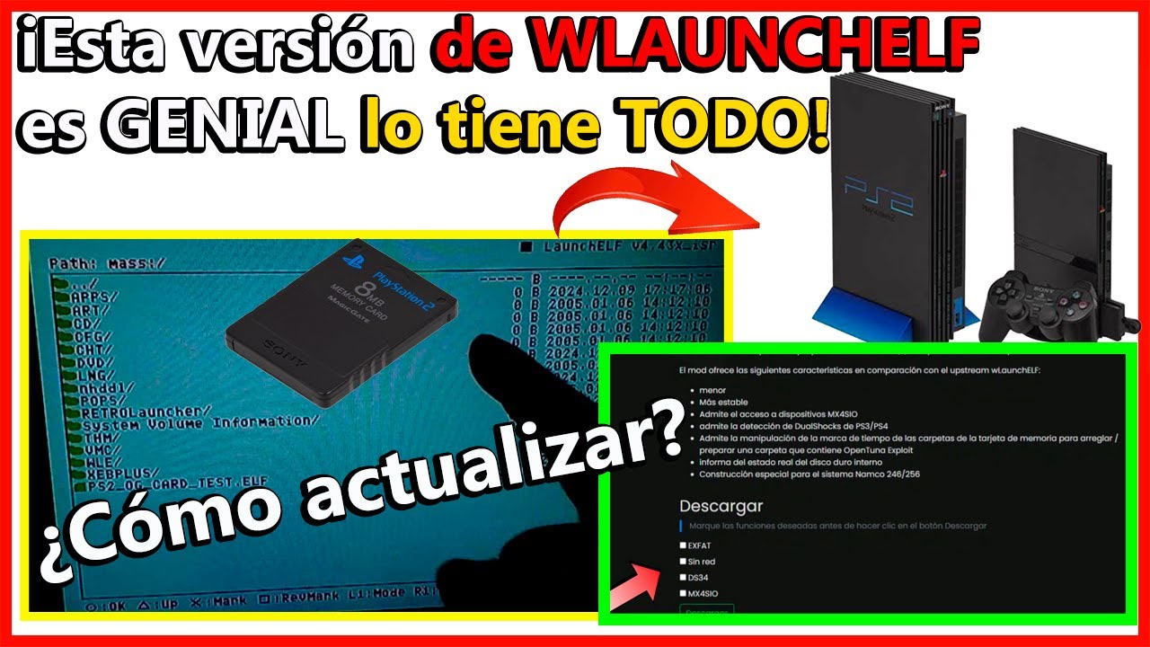💥WLAUNCHELF ISR MOD CON  MULTIFUNCIONES PARA PS2 🔴un explorador de archivos full ✨EXFAT DS34 MX4SIO