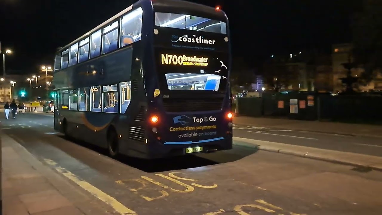 Stagecoach South (Worthing) 10969 SN18 KPA leaving Brighton Old Steine on Route N700 to Broadwater