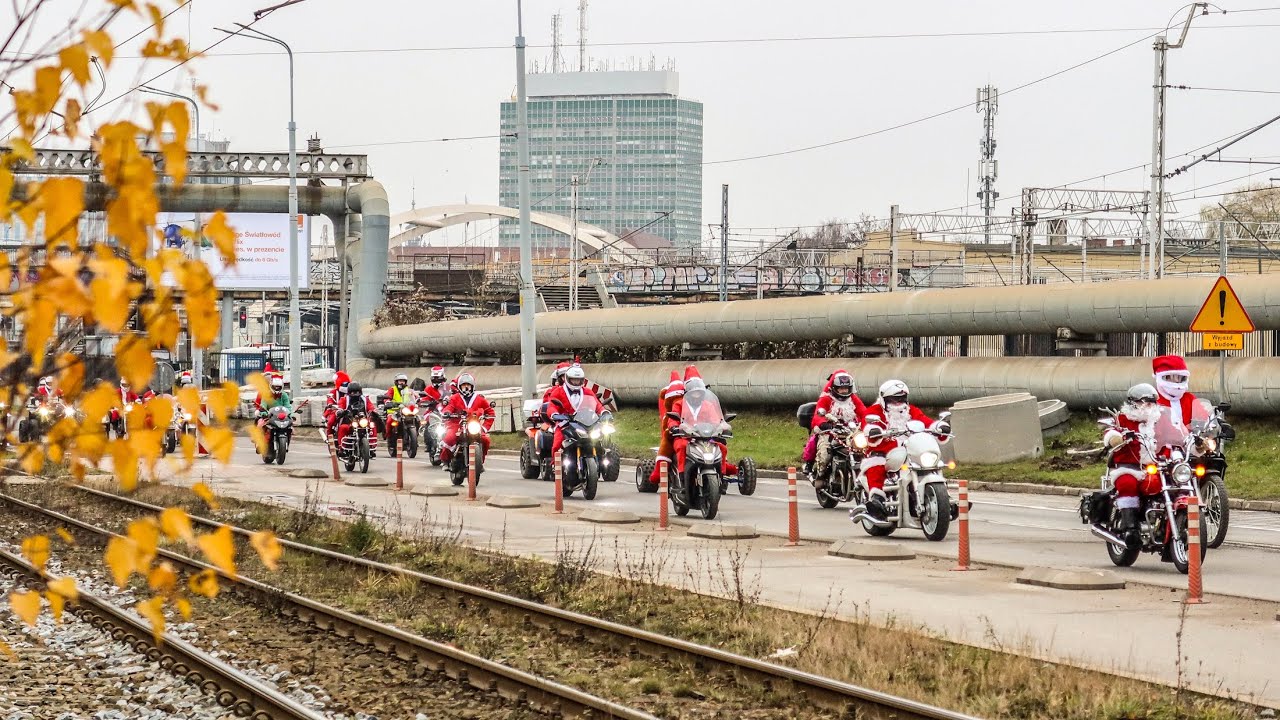 Mikołaje na motocyklach 2024 🎅🏻🛵🚨🎄 Gdańsk Stocznia pociągi tramwaje i motocykle