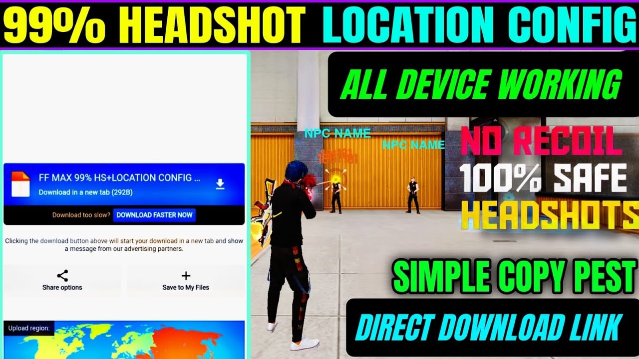 Drag Headshot + Npc Name File OB52 Update Config File Free Fire Headshot Config File OB52 Update