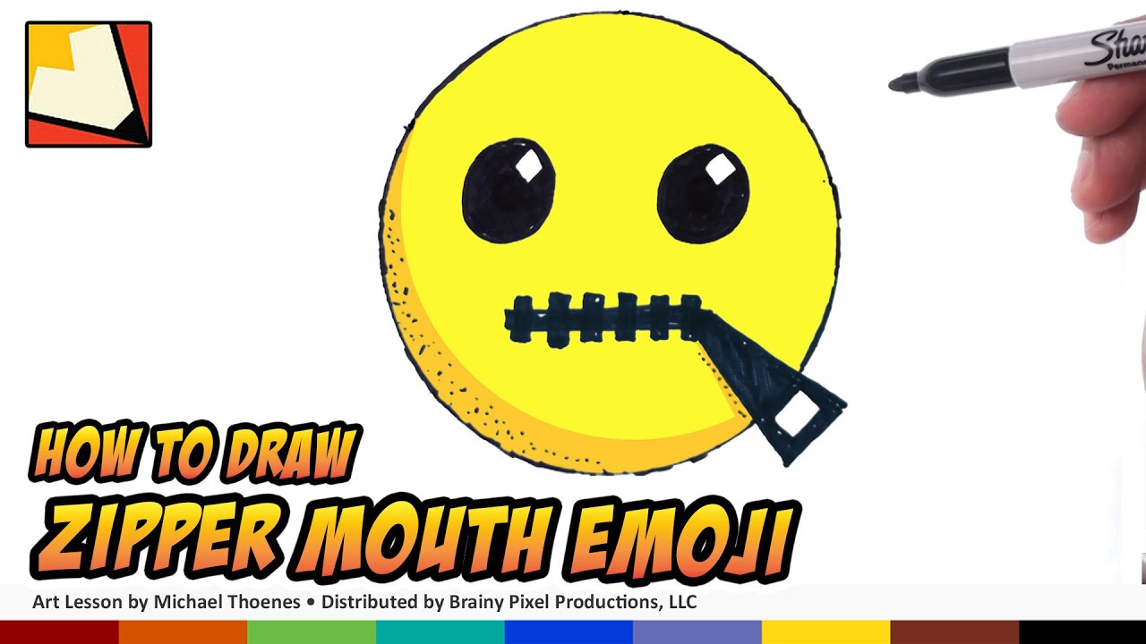 How to Draw Emojis - Zipper Mouth Emoji - Step by Step for Beginners | BP