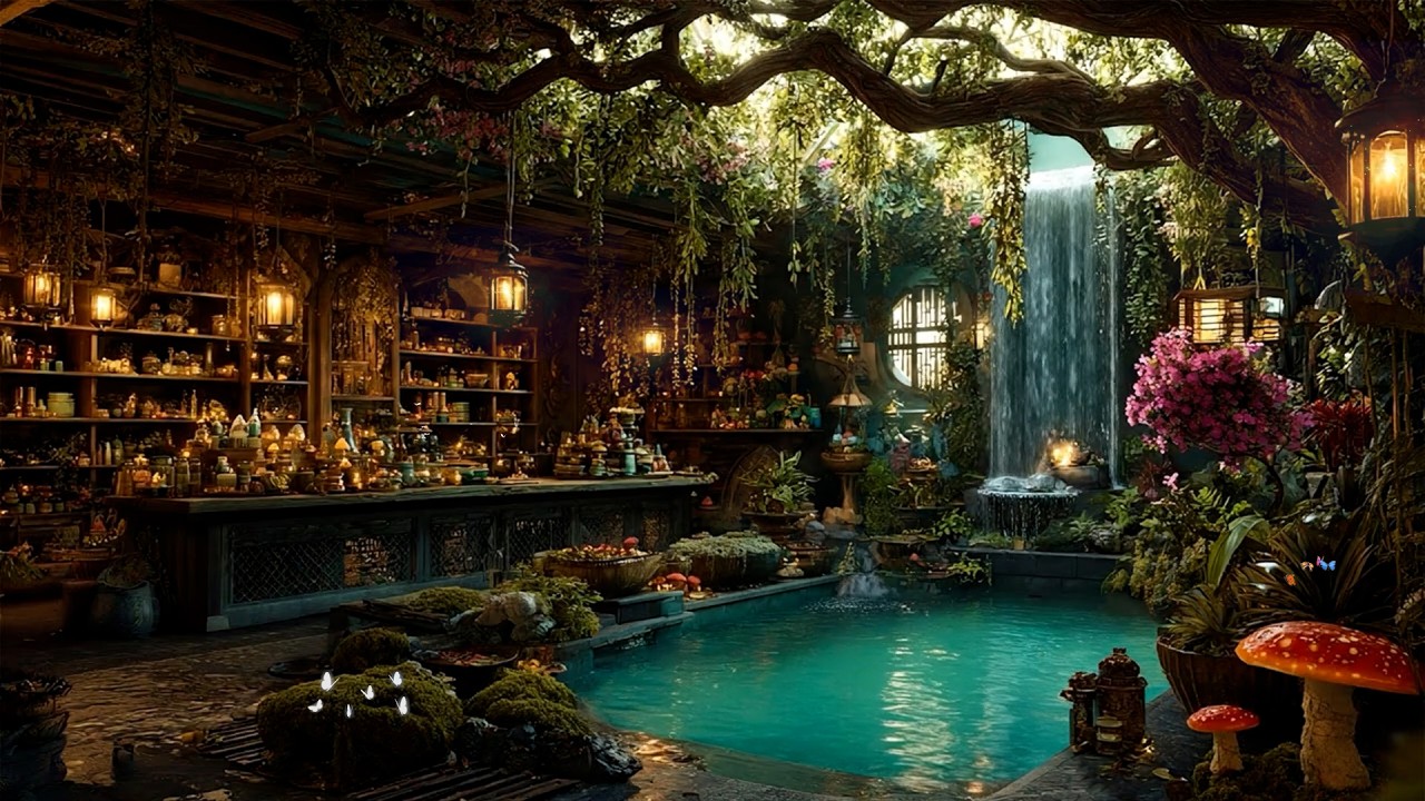 Magical Exotic Spa Plant Shop | Enchanted Forest Music & ASMR Ambience ~ Relax Soul, Heal Mind, Rest