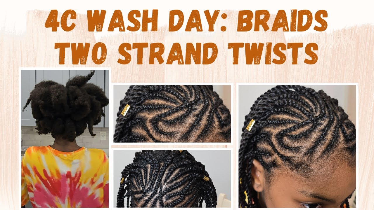Wash Day + Natural 4C Hair + Braids for Kids with Two Strand Twists