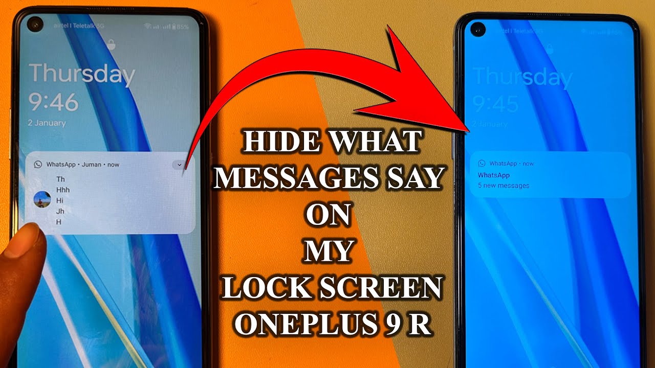 How to hide notification content on lock screen oneplus 9 R