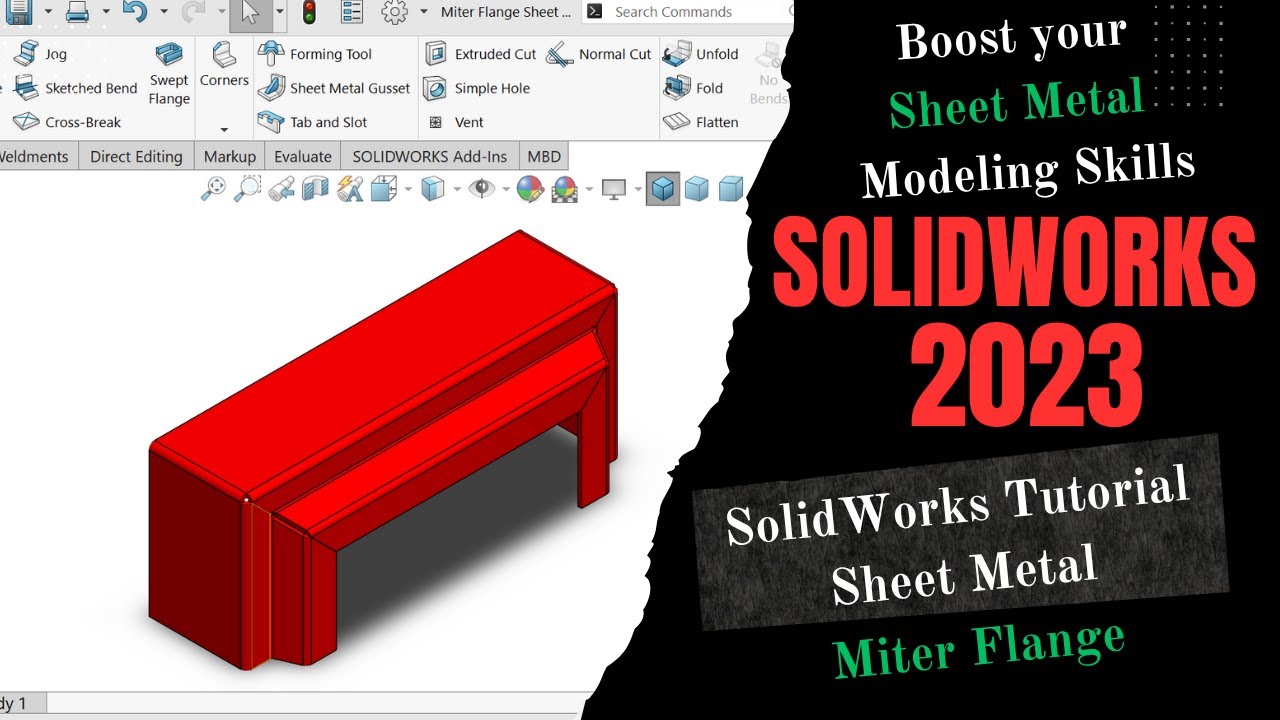 Miter Flange SolidWorks Sheet Metal  Tutorial #solidworks #cad