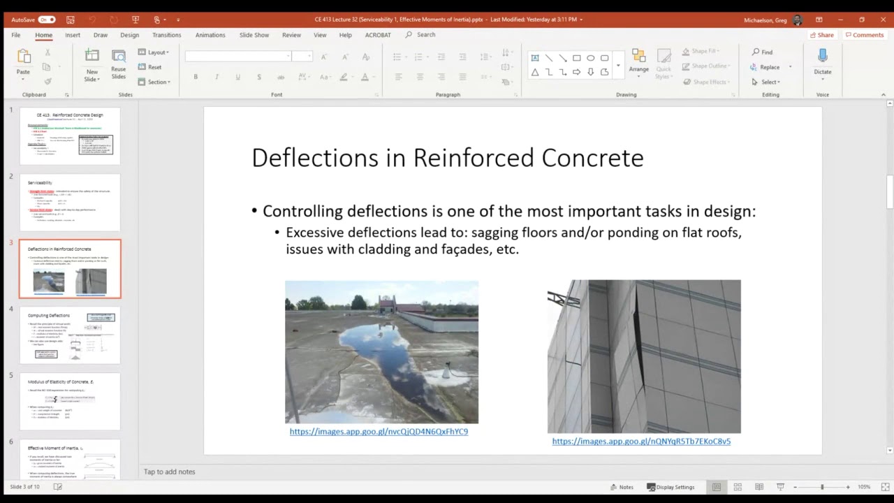 CE 413 Lecture 32: Effective Moments of Inertia (2020.04.03)