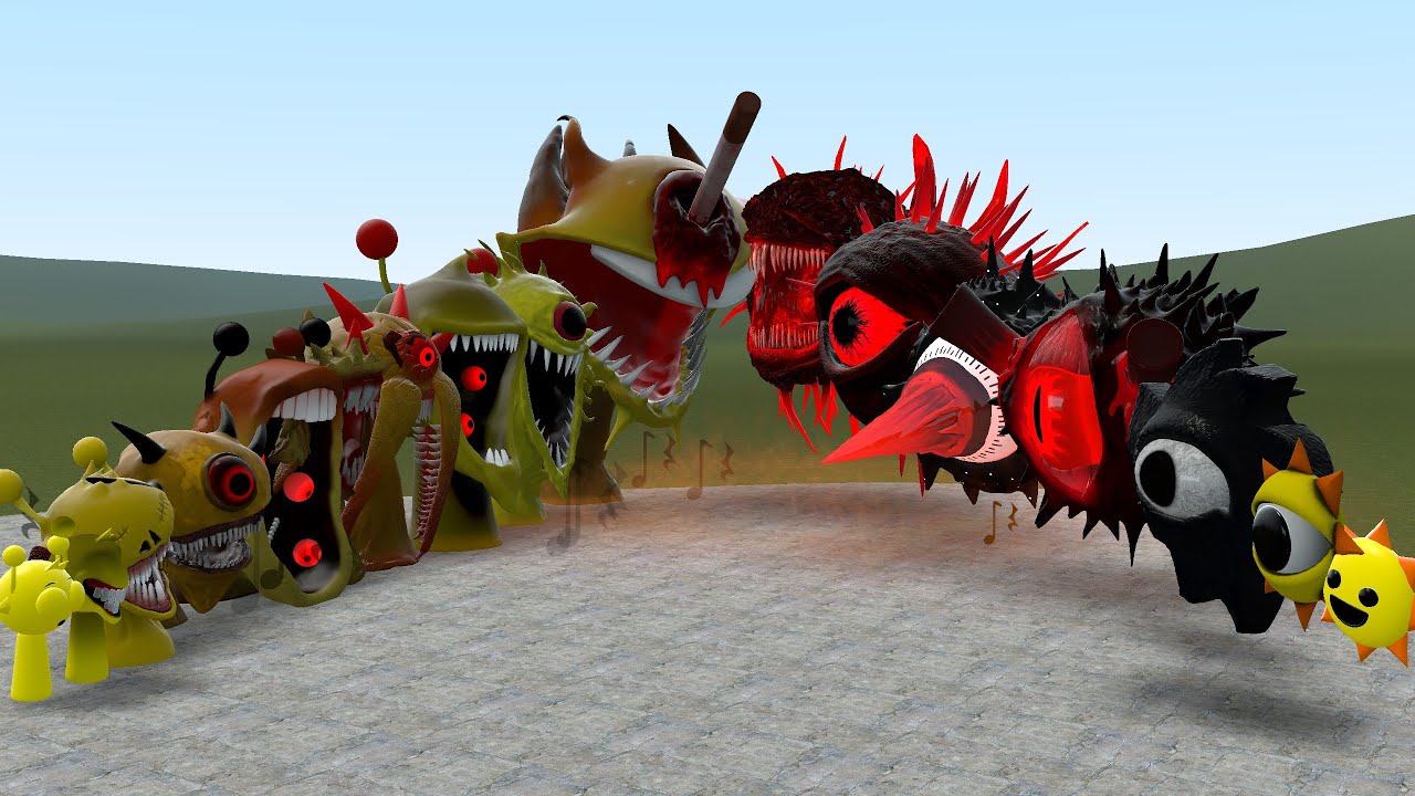ALL SIMON YELLOW SPRUNKI PHASES VS ALL MR SUN SPRUNKI PHASES In Garry's Mod!