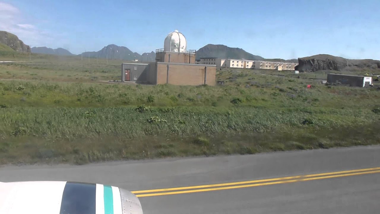 Approach, landing and taxi to Adak, Alaska