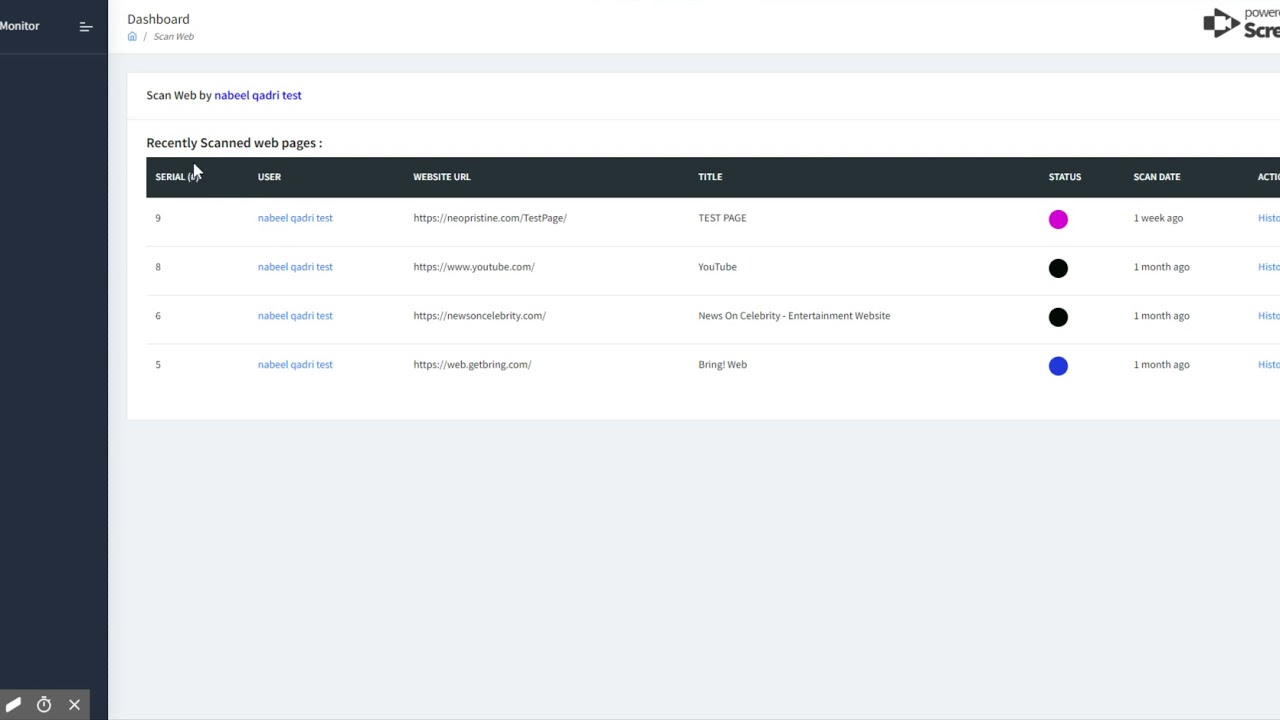 Website Monitor - Dashboard