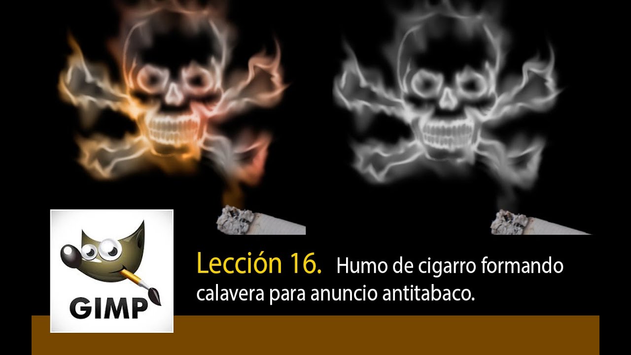 Tutorial de Gimp - lección 16. Humo de cigarro formando calavera. (Imagen antitabaco)
