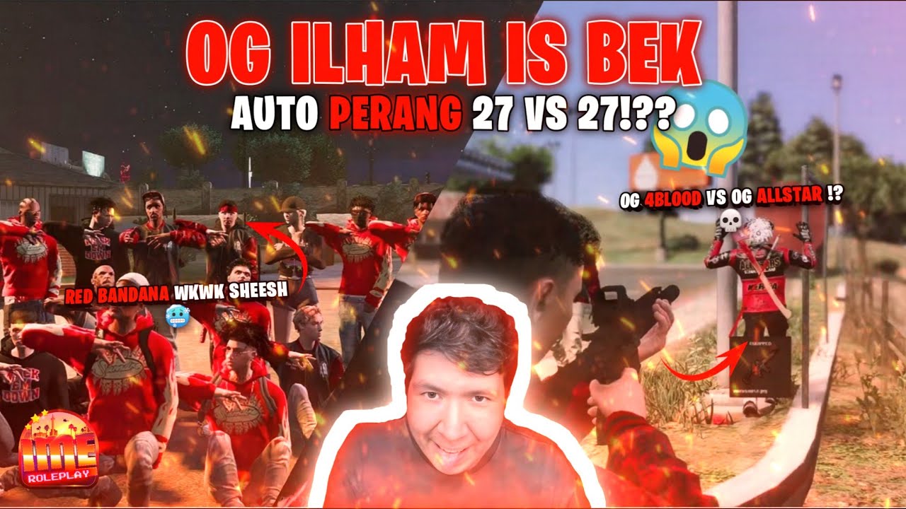 OG ILHAM 4BLOOD IS BACK! 🔥 AUTO PERANG 27 ORANG VS ALL GENG!?? 💀 - GTA V ROLEPLAY #imeroleplay #ime