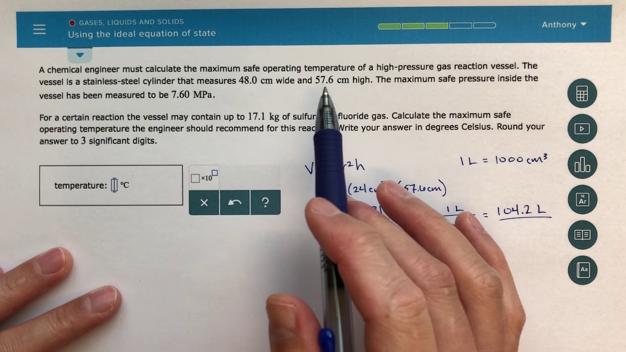 ALEKS - Using the Ideal Equation of State (3 of 3 - harder version, shorter video)