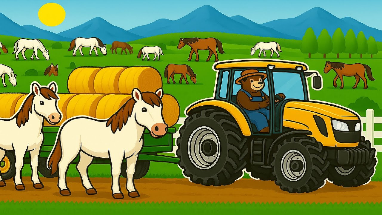 Horses Take Over the Road! Bear Farmer Panics on the Tractor in the Middle of the Field!| Farm Work
