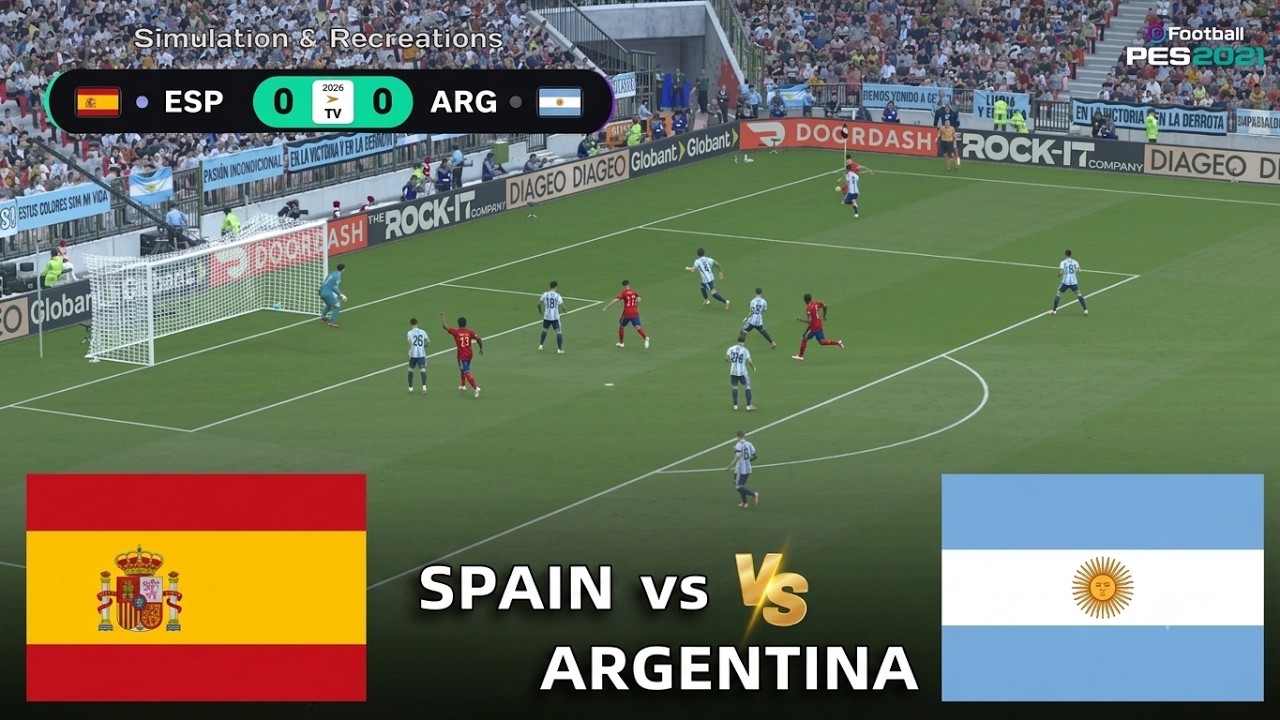 Espa&ntilde;a vs. Argentina - Simulaci&oacute;n de videojuego - eFootball PES 2021 - Transmisi&oacute;n en vivo | 2026