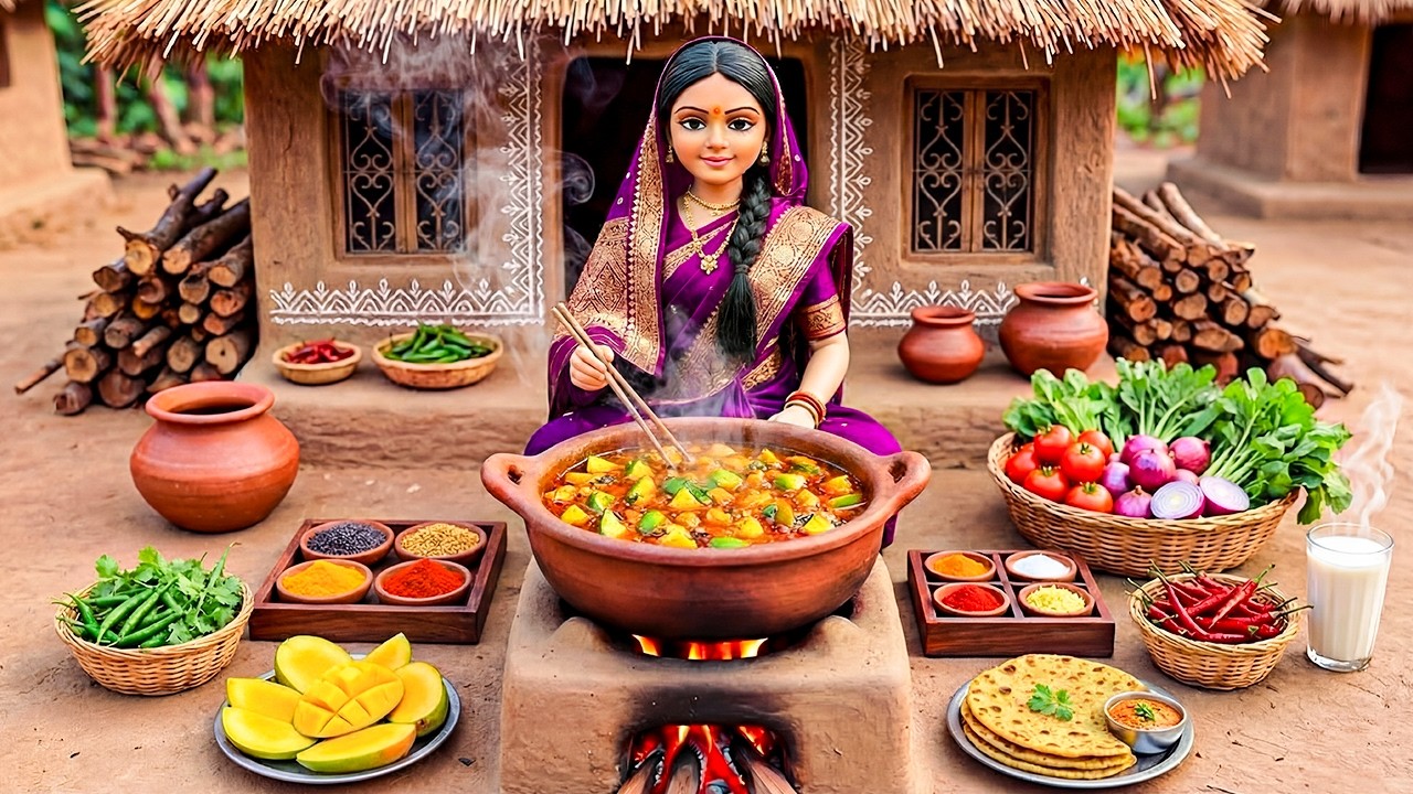 Miniature Doll Makes Soft Thepla & Sweet Mango Pickle 🫓🥭 | Indian Village Tiny Kitchen ASMR Comfort