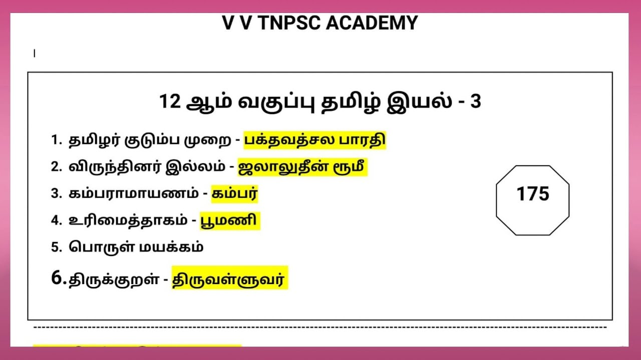 12th தமிழ் இயல் - 3 | 175 Questions | Best Revision Video |