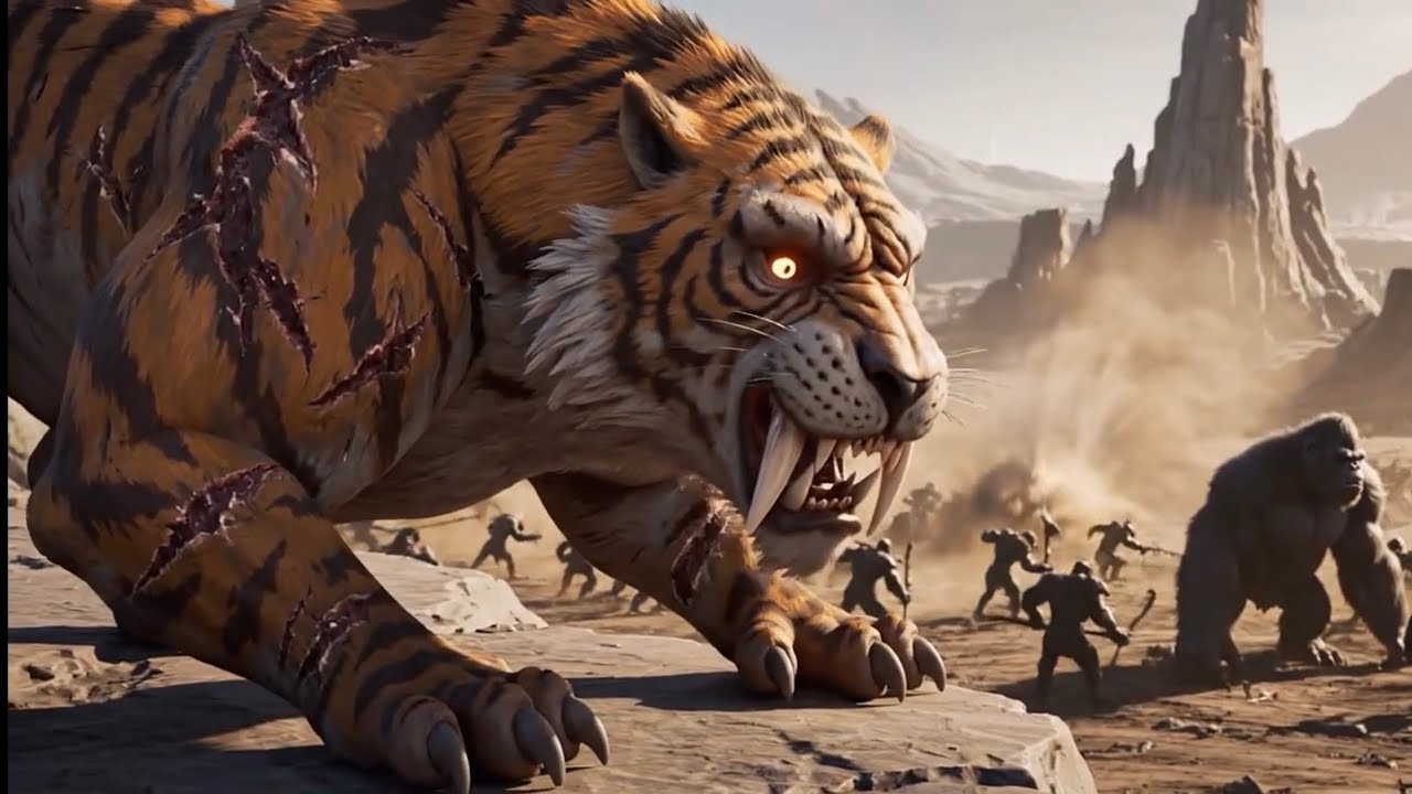 Young Kong vs Saber Tooth Tigers – The Primal Battle That Shakes the Jungle