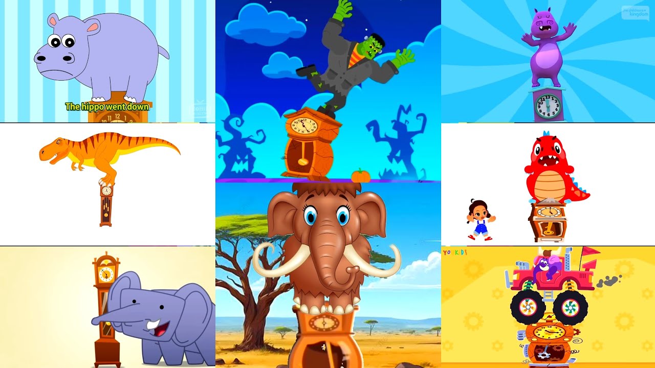 HICKORY DICKORY DOCK || OMG!! FRANKENSTEIN & MAMMOTH || 2 HIPPO, 2 DINO & 2 ELEPHANT || FX TUTORIAL