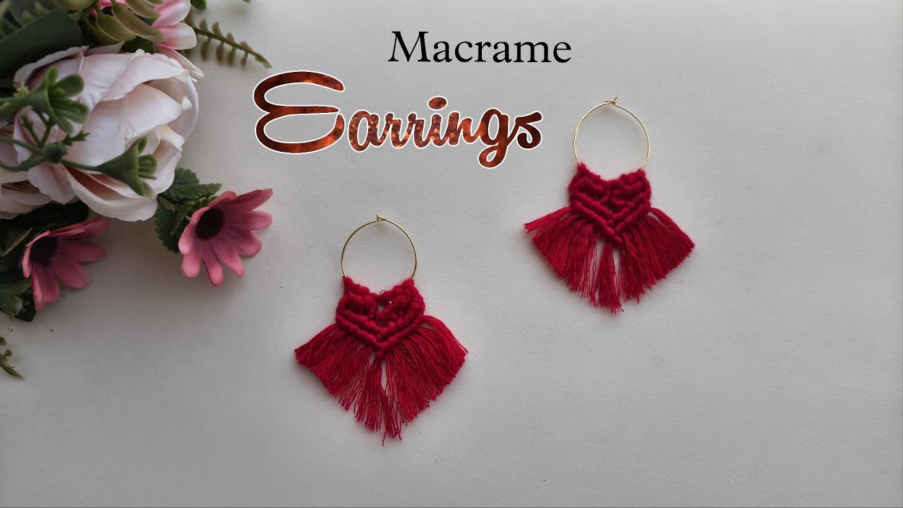 Diy Macrame Hoop Earrings Tutorial | Easy steps for beginners | Boho jewellery design | Handmade 