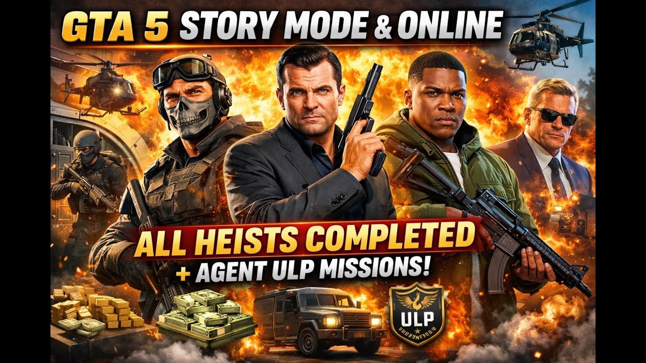 GTA 5 Story Mode & Online – All Heists Completed + Agent ULP Missions!