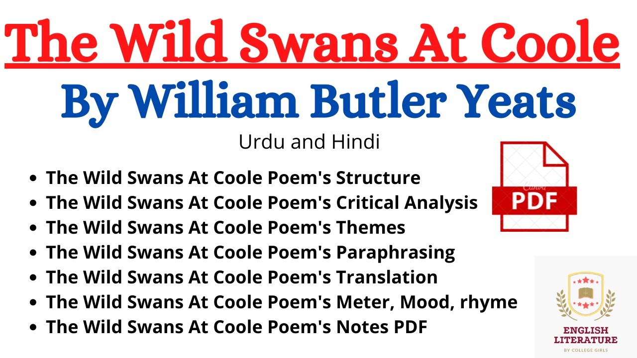 The Wild Swans At Coole in Urdu, The Wild Swans At Coole By William Butler Yeats, Notes PDF.