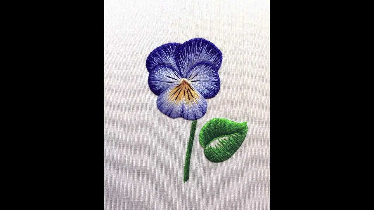 Embroidery How To - Silk Shading Pansy (Viola).mov