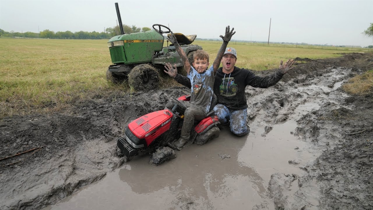 Mud fun on the farm with tractors | Tractors for kids