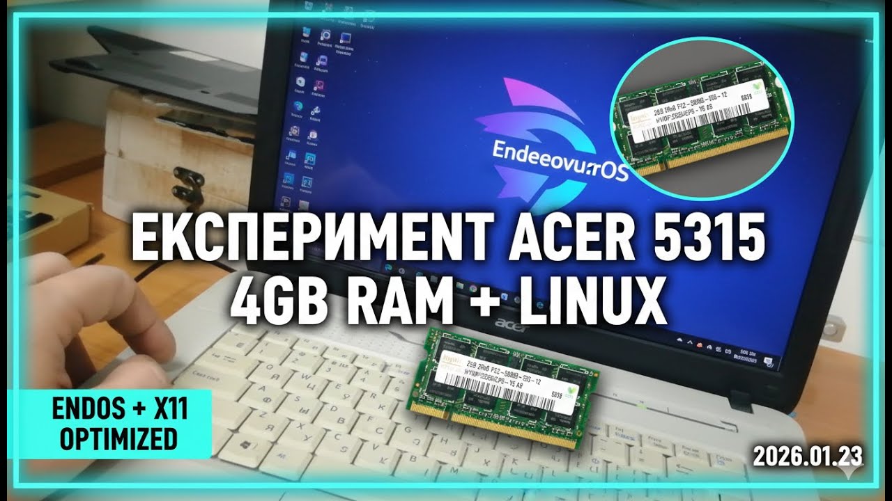 Експеримент АCER 5315 + 4 гб Arch Linux, X11EndeavourOS.