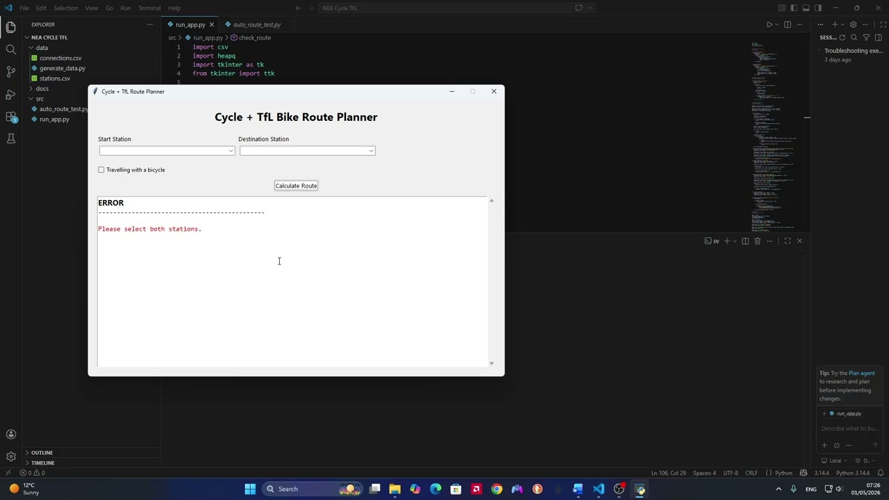 Input Validation Test &ndash; Missing Station Selection