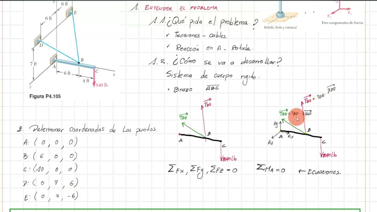 Ejercicio 4 105 Estática Beer Equilibrio de cuerpo rigido