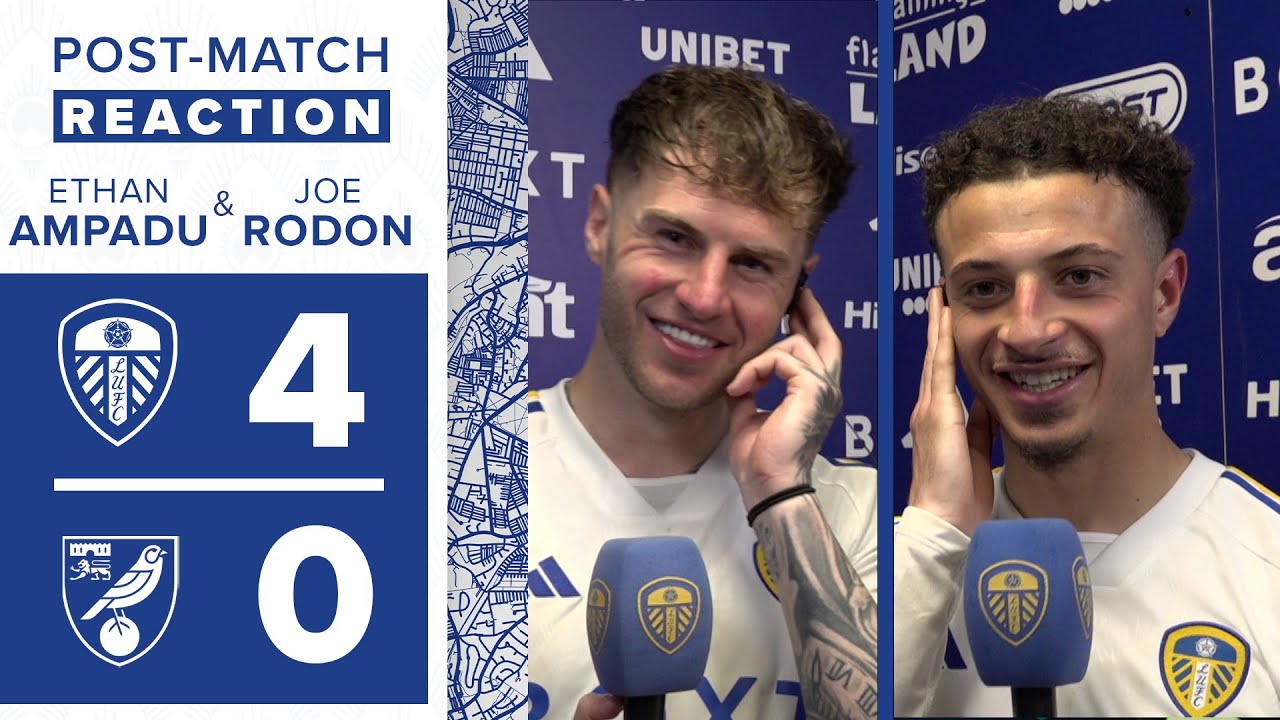 &ldquo;Can you shout?&rdquo; 😂 | Ethan Ampadu and Joe Rodon | Leeds United 4-0 Norwich City (Agg: 4-0)