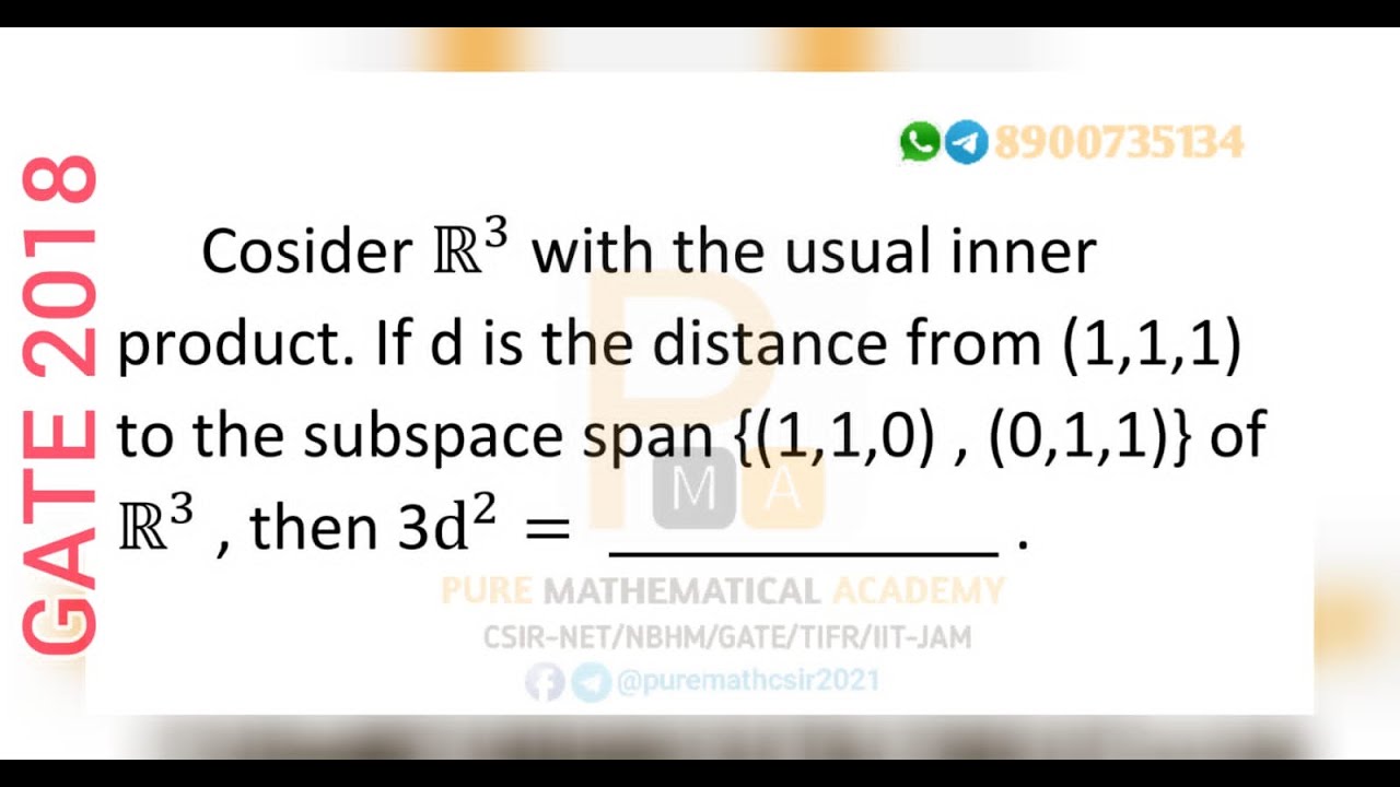 Gate 2018 Linear Algebra Solution | by Pure Mathematical Academy | Sudip Kumar