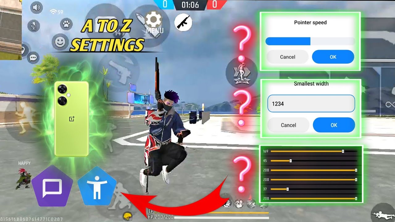 A TO Z HEADSHOT SETTINGS⚙️POINTER SPEED SENSITIVITY DPI IN ONE PLUS NORD CE 3 LITE GARENA FREE FIRE